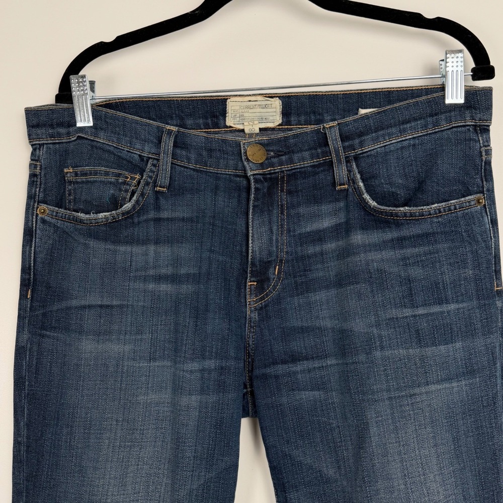 Current Elliott Womens Blue The Flip Flop Loved Frayed Hem Bootcut Jeans Size 28 - Picture 6 of 12